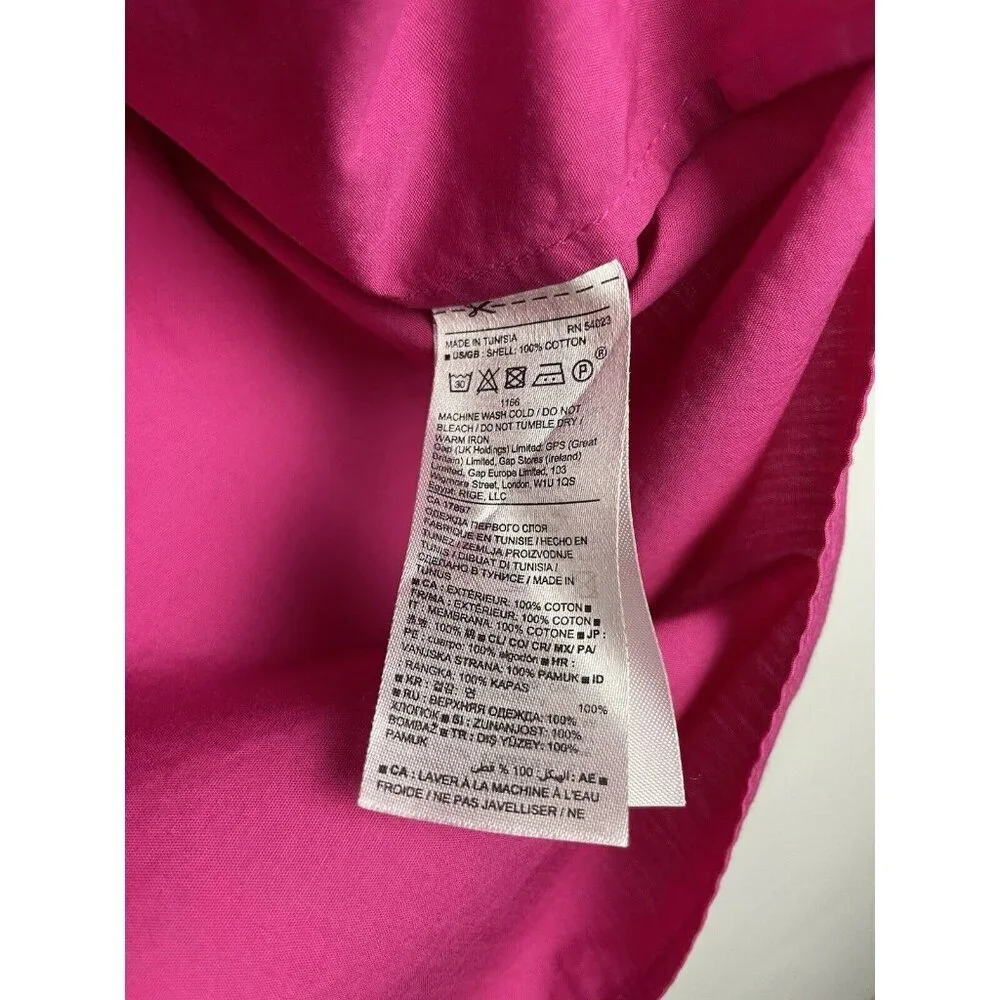 Banana Republic Hot Pink 3/4 Tie-Sleeve 100% Cotton Boat Neck Blouse Size XS - Picture 5 of 6